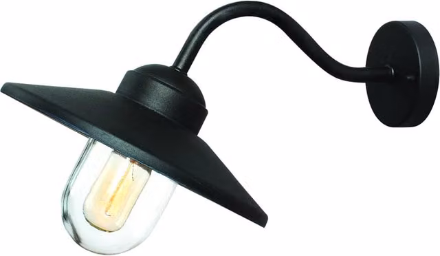 Applique da parete esterna Elstead Klampenborg nera con vetro trasparente, attacco E27 60W, grado di protezione IP44 – 1