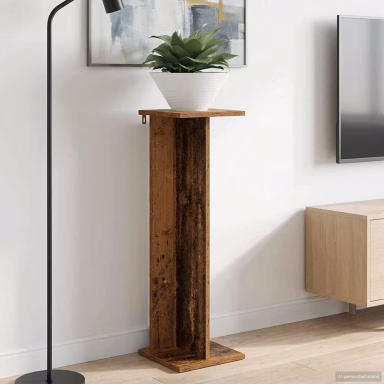 vidaXL Supporto per piante in legno marrone L/P/H: 25 x 25,5 x 80,5 cm