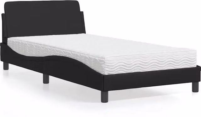 Letto con Materasso-Struttura Letto con Materasso Dover Nero 100x200 cm in Similpelle