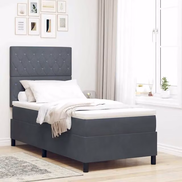 Letto moderno vidaXL in velluto grigio con illuminazione LED sottostante L/P: 100 x 200 cm