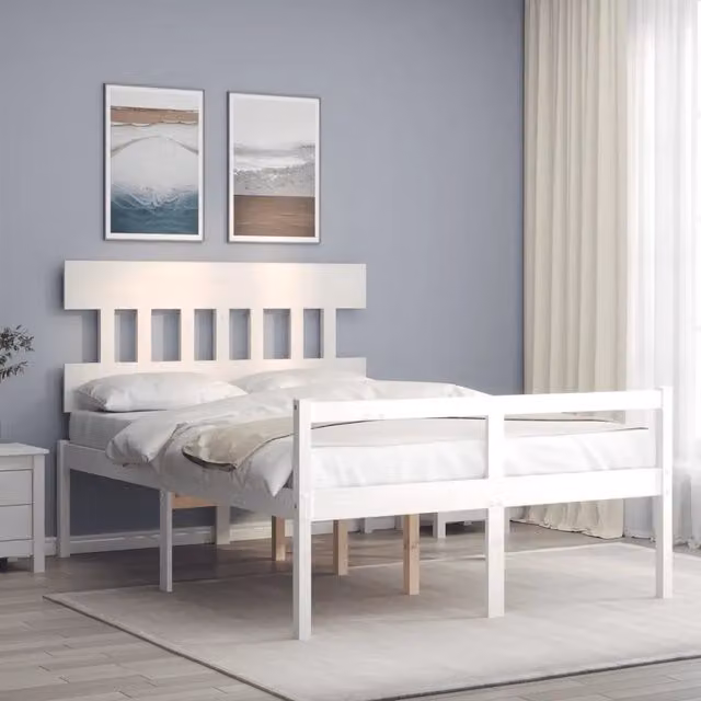 Letto per anziani vidaXL in legno massello di pino bianco con testiera L/P/H: 120 x 200 x 102,5 cm – 1