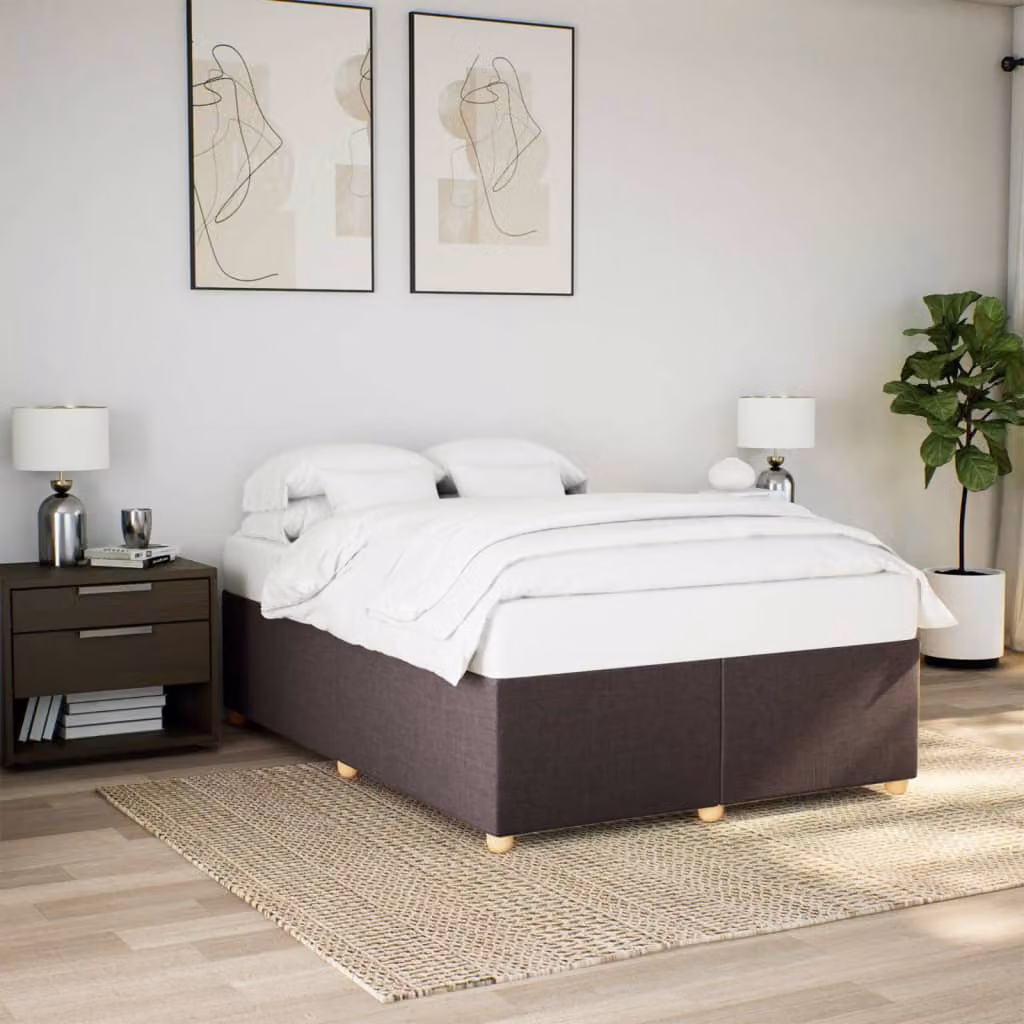 vidaXL Giroletto senza Materasso in Tessuto Marrone Scuro L: 160 cm, P: 200 cm – 1