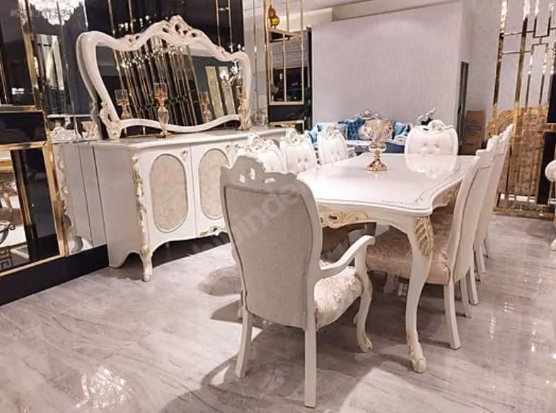 Esszimmer Tisch 8 x Stuhl Sideboard Spiegel Anrichte Garnitur 10tlg.