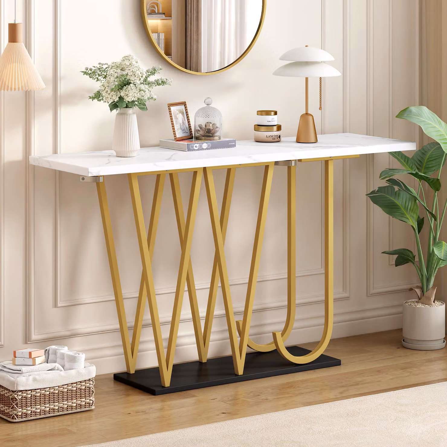 Tavolino Flieks con vano portaoggetti, robusto piano in MDF e struttura in metallo, tavolo da pranzo 120x29,5x80 cm, tavolo da cucina, bianco