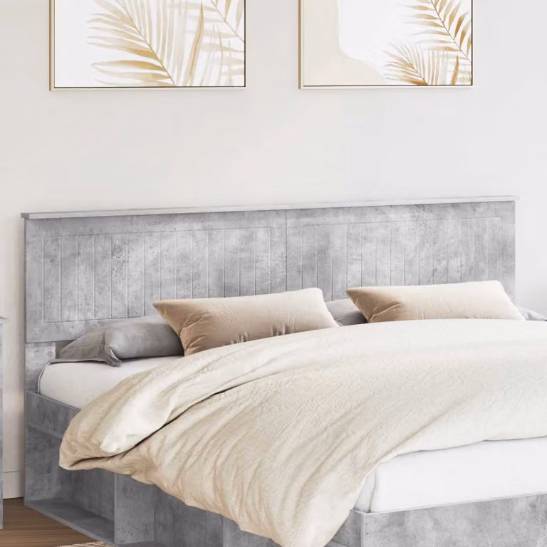 Testiera per letto moderna vidaXL in legno ingegnerizzato, colore grigio cemento, L: 183 cm, H: 90 cm, P: 32 cm