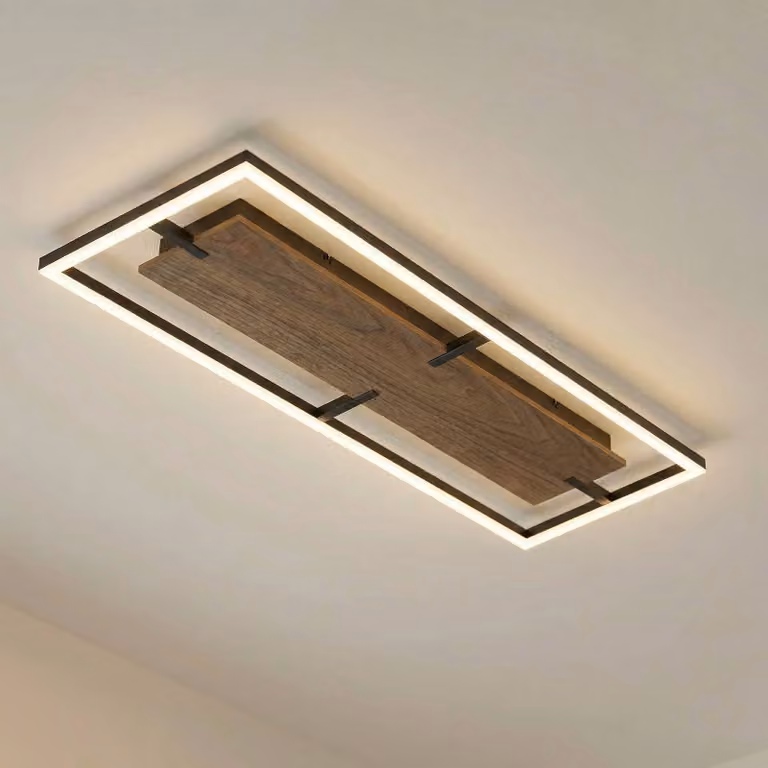 Plafoniera soffitto Vectra Lucande, dimmerabile, Legno scuro, Soggiorno / Sala da pranzo, Plastica, Moderno, Plafoniera