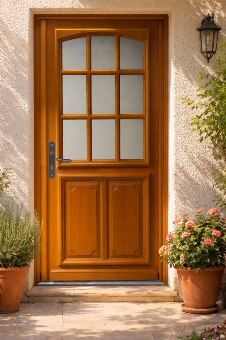 Porta d'ingresso in legno con vetrata Marine, H.200 x L.90 cm, lato pannello dritto, GD MENUISERIES