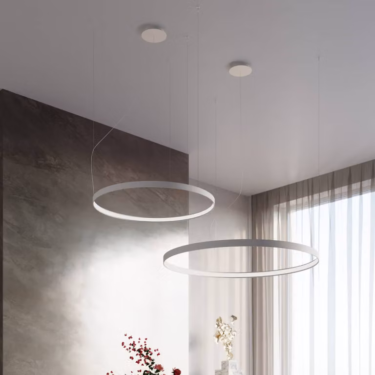 Lampada LED a sospensione Rio 78, orizzontale, 3.000 K, bianca SOLLUX LIGHTING, Bianco / Opale, Soggiorno / Sala da pranzo, Alluminio, Moderno