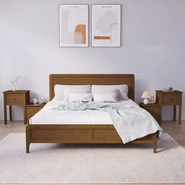 Set di 2 comodini vidaXL in legno massello di pino color marrone ambra L: 79,5 cm, P: 38 cm, H: 65,5 cm