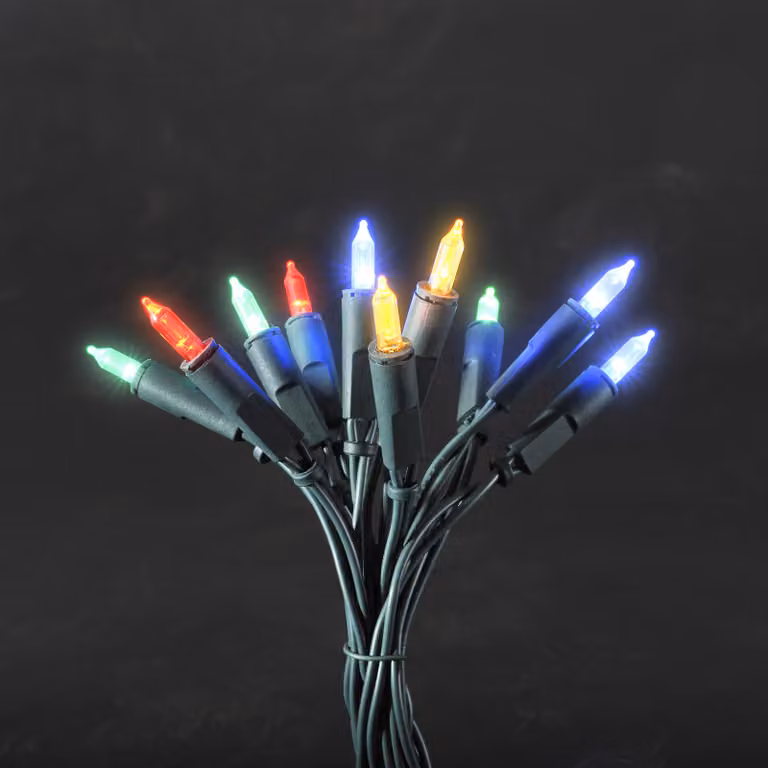 Konstsmide - Mini catena luminosa a LED, 50 diodi colorati, 230 V, per interni, cavo verde; 6303-500