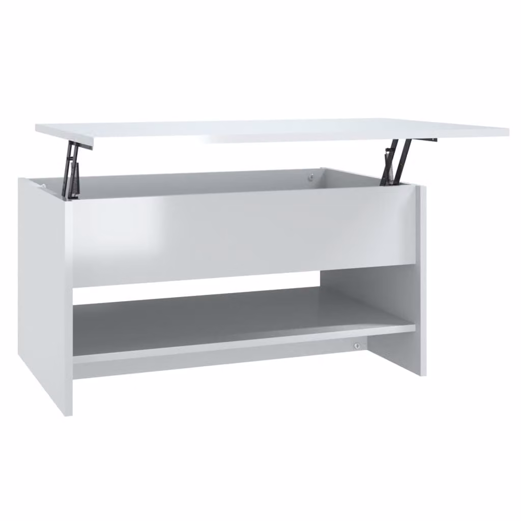 Tavolino da Salotto Bianco Lucido 80x50x40 cm Legno Multistrato