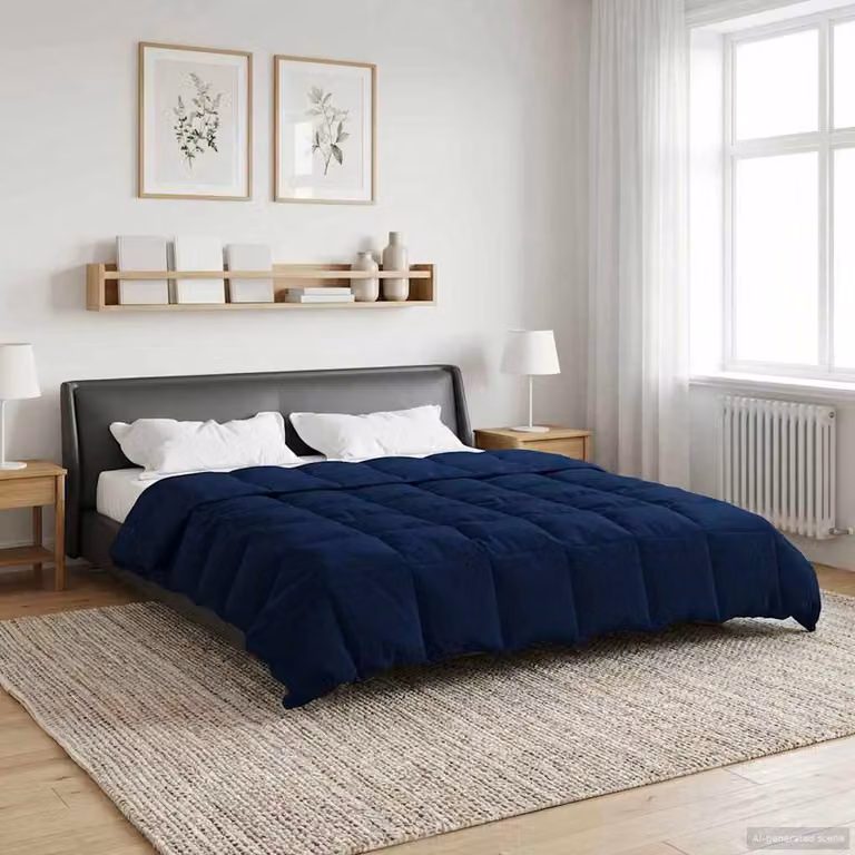 vidaXL Piumone Invernale in Microfibra Traspirabile e Reversibile, Blu, L/P: 240 x 220 cm