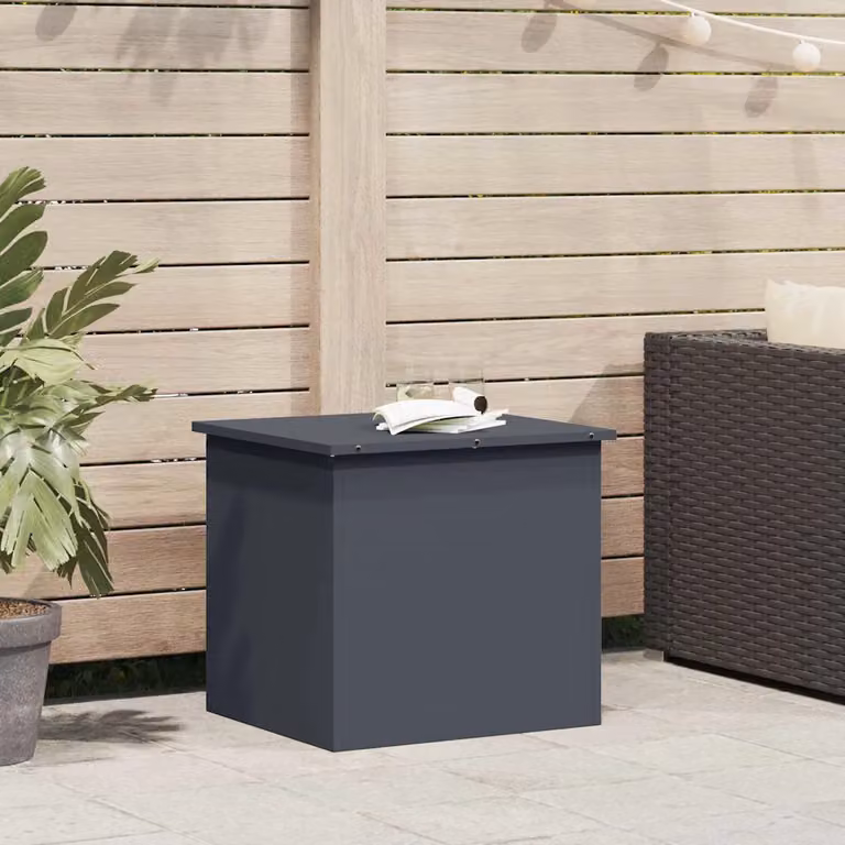 vidaXL Cassa per cuscini da giardino in acciaio zincato antracite L 55 cm x P 50,5 cm x H 50 cm