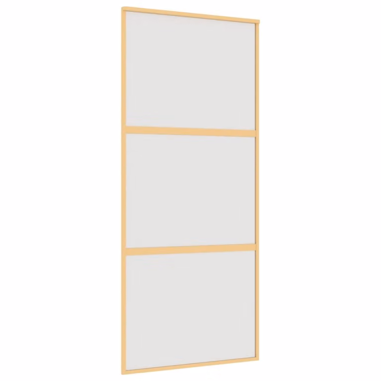Porta Scorrevole Dorata 90x205 Vetro Smerigliato ESG Alluminio
