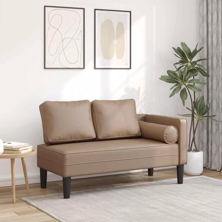 Sdraio moderna vidaXL in legno massiccio con cuscini in similpelle beige e marrone