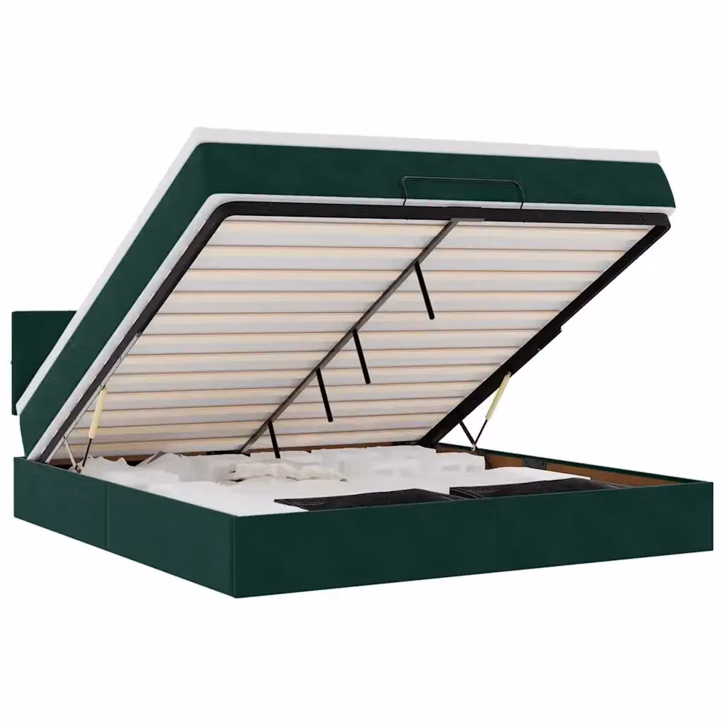 vidaXL Struttura Letto con Materasso e Contenitore a Sollevamento in Velluto, L/P/H: 160 x 200 x 88 cm – 2