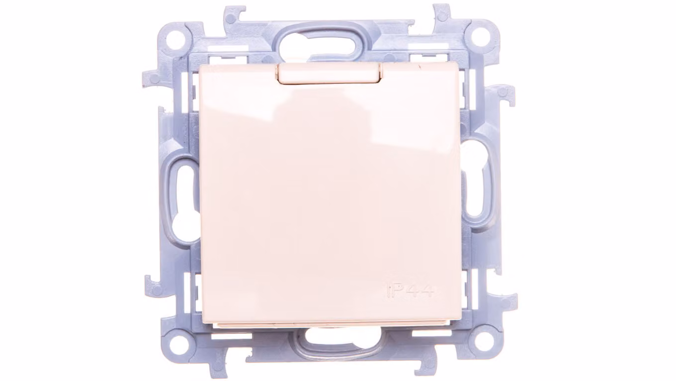Simon 10 Presa singola con guarnizione in crema 16A 250V IP44 CGZ1B.01/41