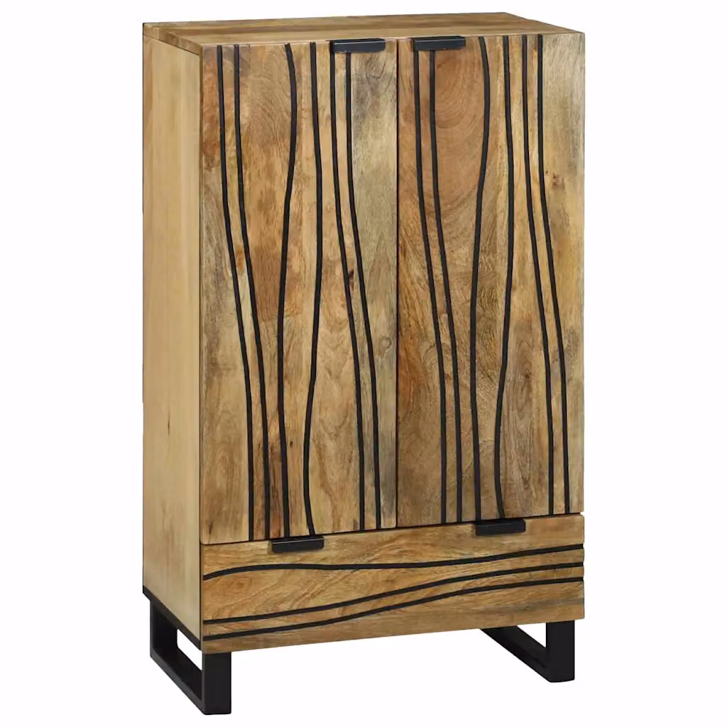 Highboard vidaXL in legno di mango marrone con ante a battente L 60 cm x P 33,5 cm x H 100 cm