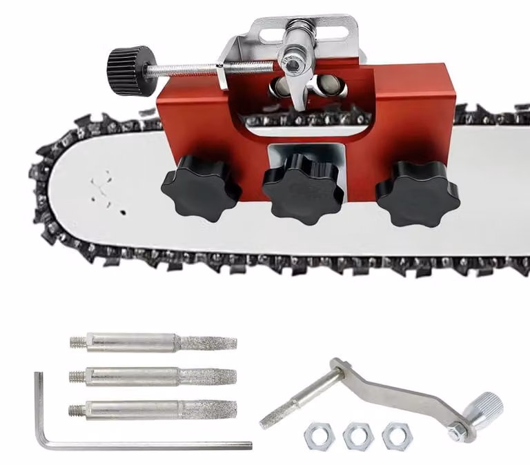 Affilatore portatile per catene - Affilatore per motosega - Testine di affilatura 4/5/6 mm - Sicuro - Leggero 220 grammi - Materiali di alta qualità