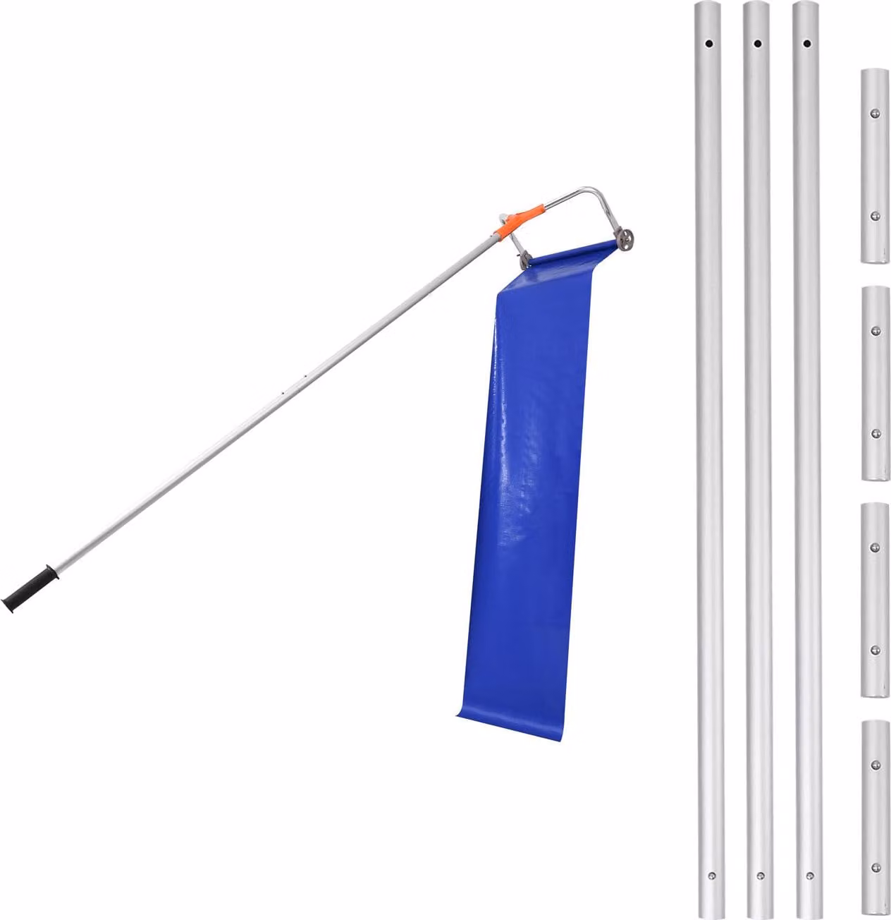 SucceBuy rastrello da neve per tetti con lama in alluminio da 432 mm, spingi-neve regolabile (125-542 cm) con ruote e binario scorrevole, ideale per rimuovere neve e foglie dai tetti delle case