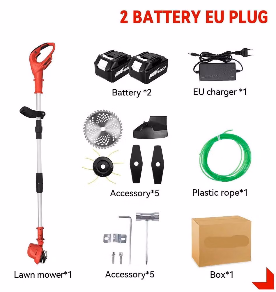 Tagliaerba elettrico - Attrezzo per rifiniture - Forbice da potatura - Spazzola per diserbo elettrica - Tagliabordi - 10 pollici - Batteria 18V