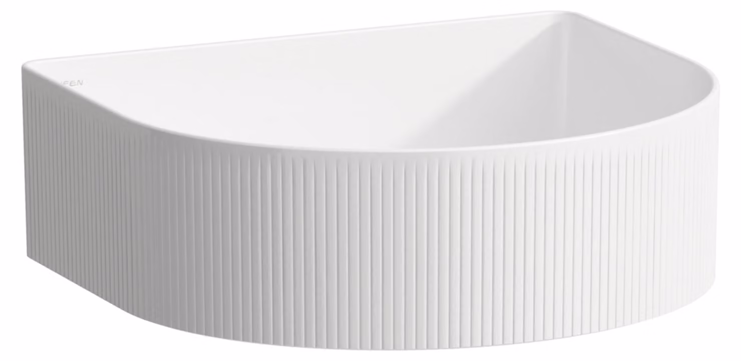 LAUFEN Sondeur courant pour lavabo avec texture, sans trou pour robinet, sans trop-plein, 410x365mm, avec couvercle en céramique pour robinet de vidange, blanc, H8123434001121, H8123434001121