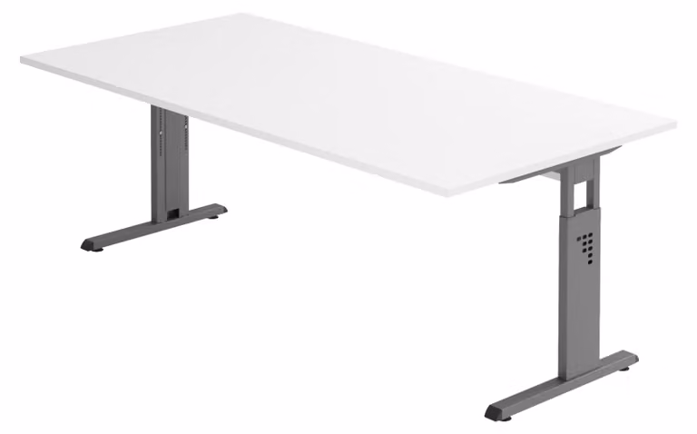 Scrivania bümö Serie-O - Decorazione: bianco, struttura: grafite, dimensioni: 200 x 100 cm