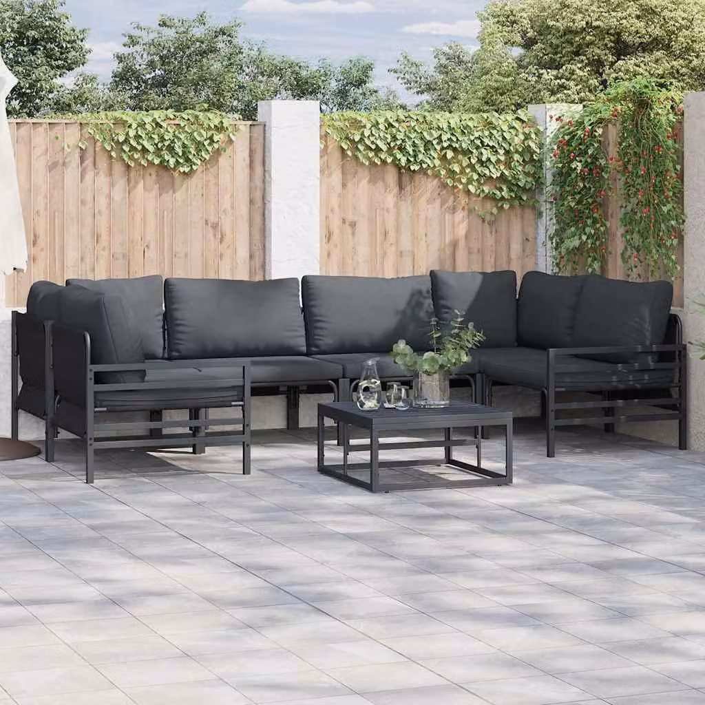 Maison Exclusive - Set da giardino composto da 7 pezzi, divano, acciaio nero