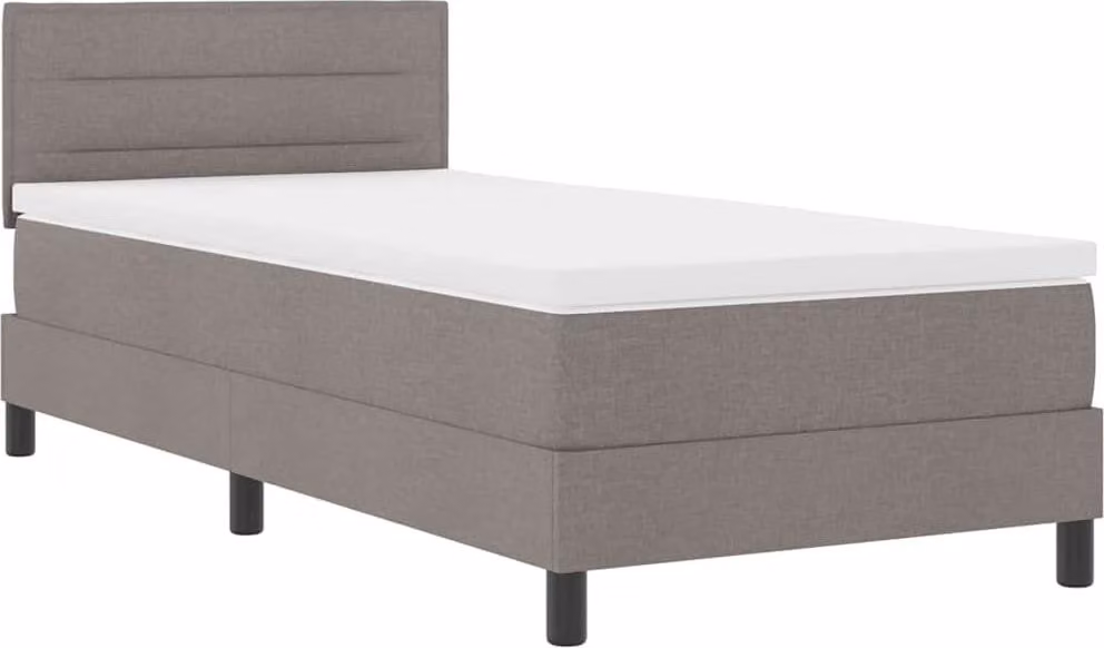 Letto boxspring vidaXL con strisce luminose a LED, color taupe, 90 x 200 cm, rivestimento in tessuto
