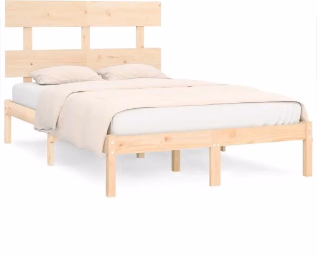 Letto matrimoniale King Size in legno massello di pino color beige L/P/H: 150 x 200 x 155,5 cm – 1