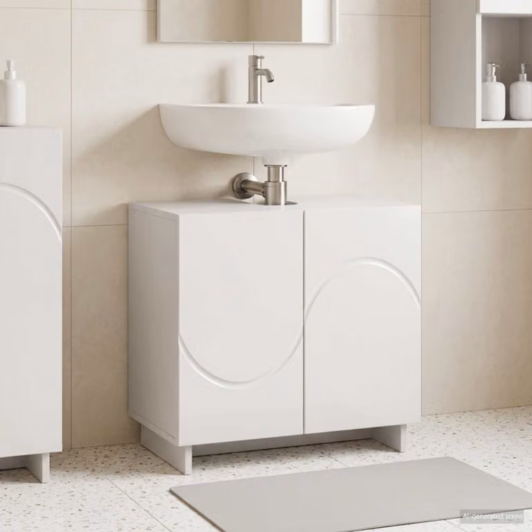 Mobile da bagno vidaXL moderno in legno bianco lucido L: 60 cm, P: 41 cm, H: 58 cm