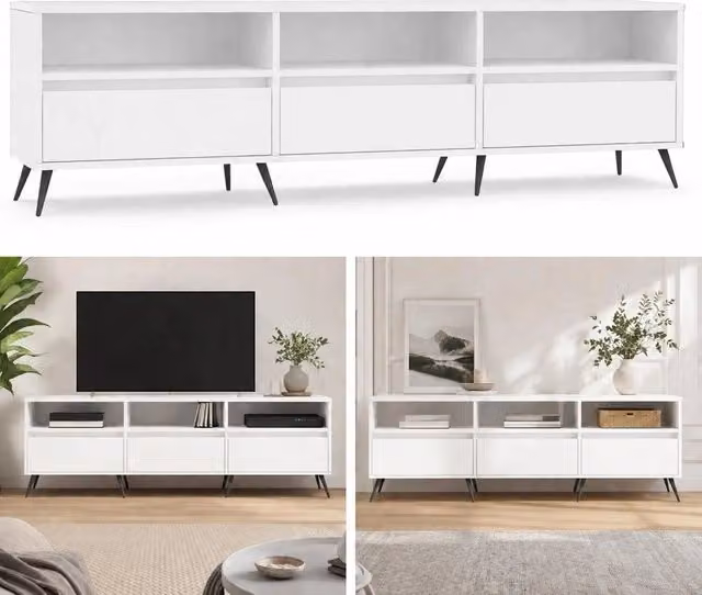TV Cabinet White 150x30x44.5 Cm Wood-based Material