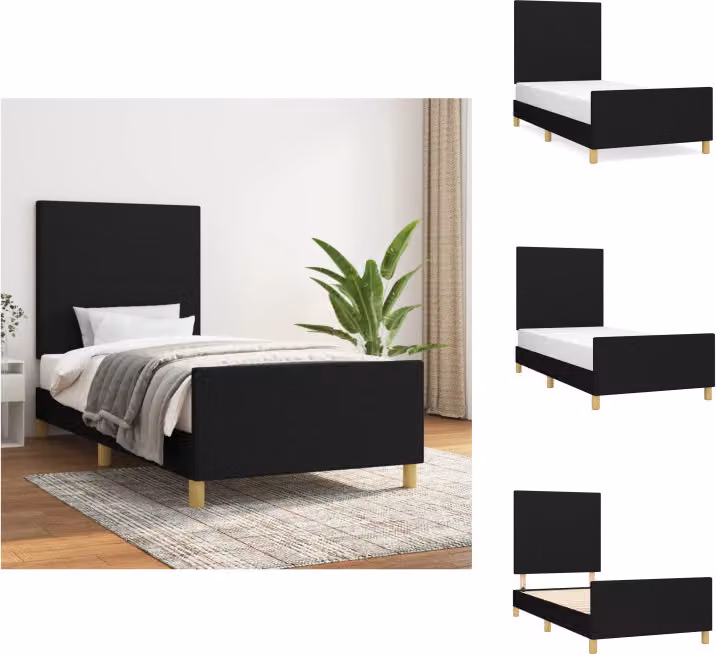 vidaXL Struttura letto con testiera in tessuto nero 90x200 cm - Letti e strutture letto
