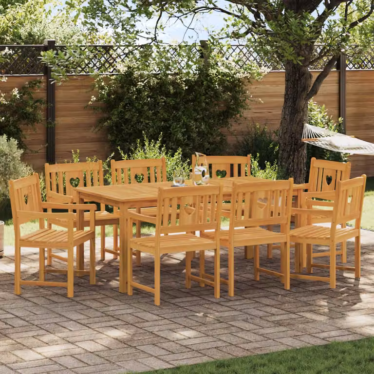 Set di 8 sedie da giardino vidaXL in legno di acacia massello naturale con braccioli e finitura oliata, colore marrone