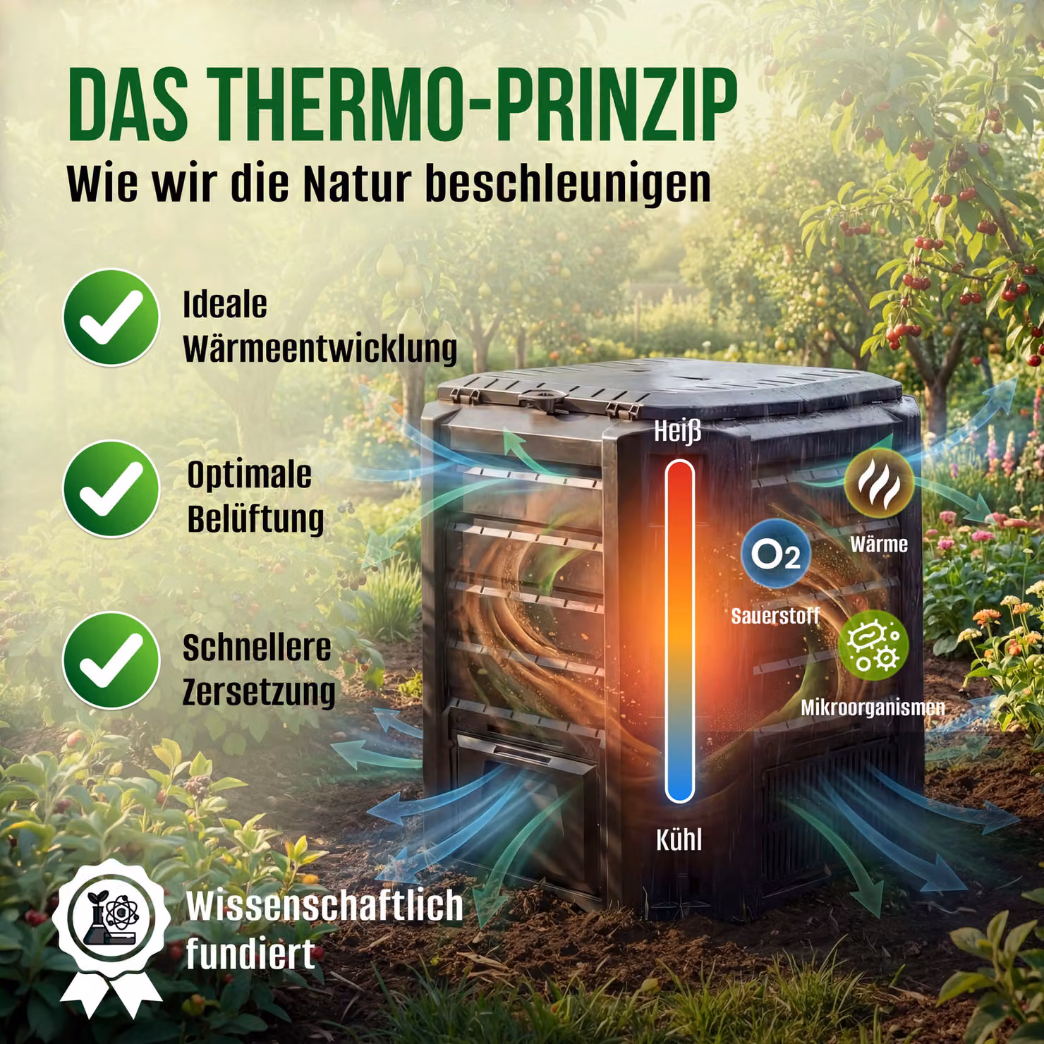 Compostiera da giardino Deuba in plastica nera 800L – 4