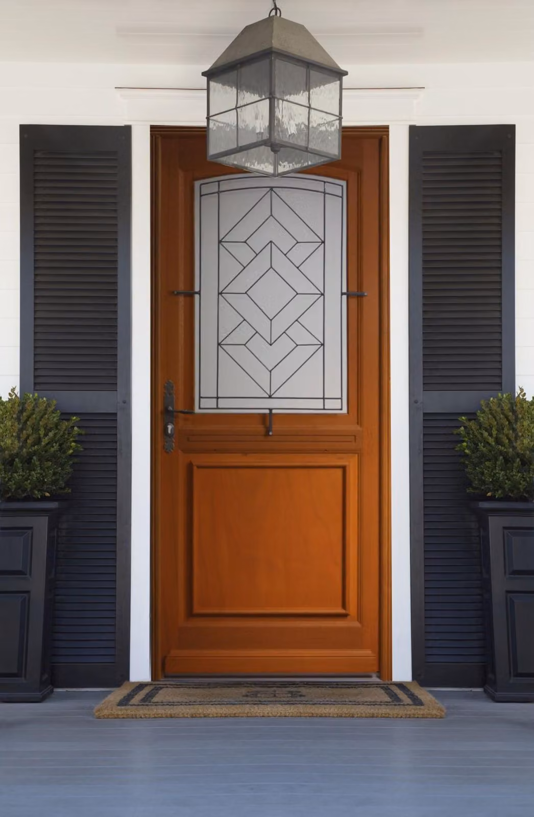 Porta d'ingresso in legno con vetro Elma, H.215xL.90 cm, lato con pannello, P. dritto, maniglia, cilindro GD MENUISERIES