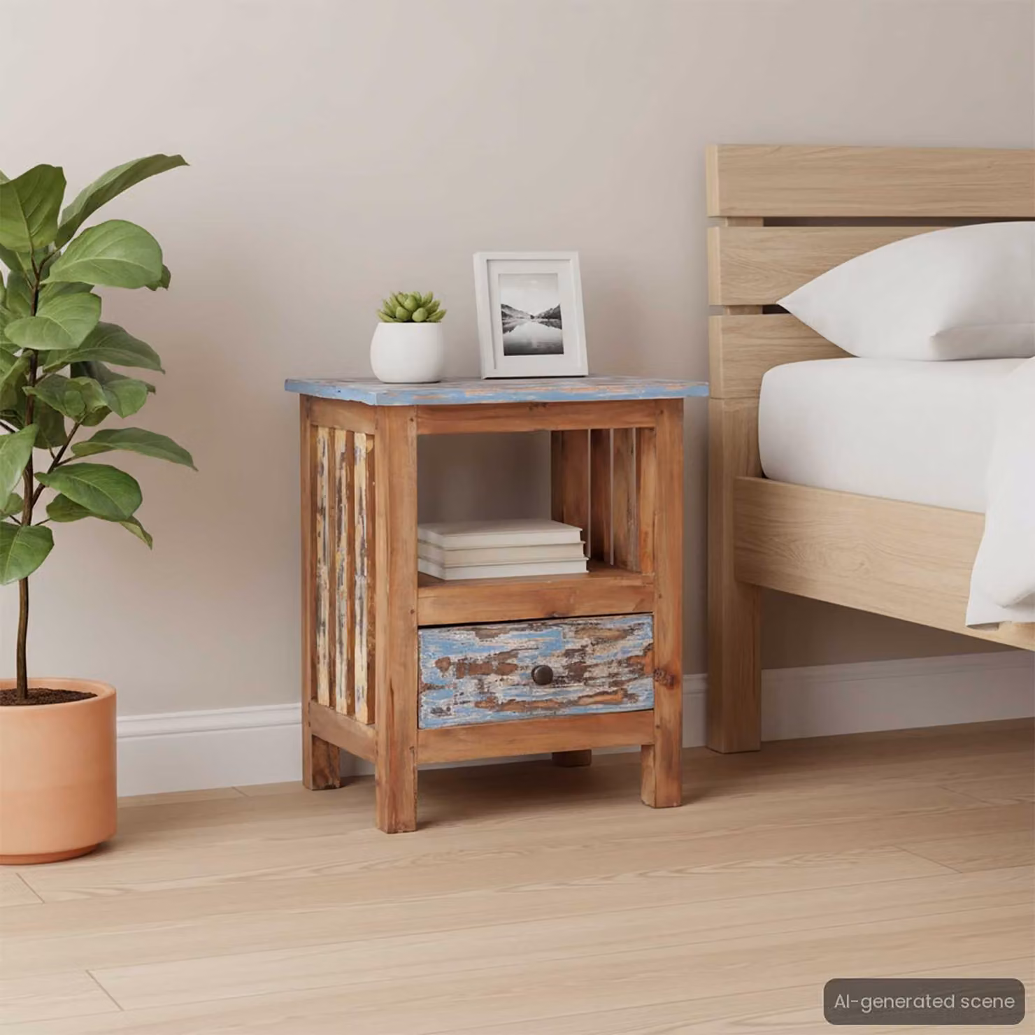 Comodino moderno vidaXL in legno massello di mogano color marrone L: 41 cm, P: 30 cm, H: 50 cm