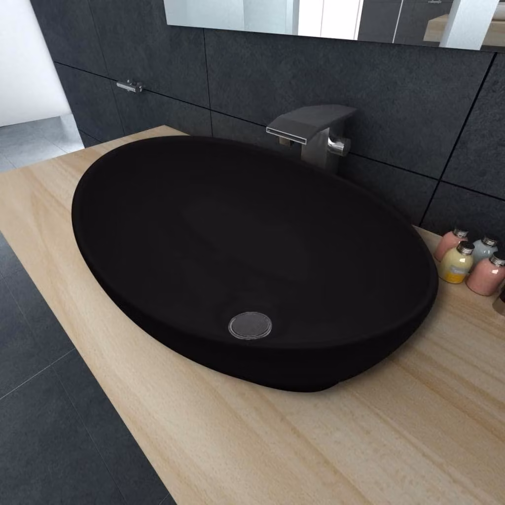 Lavabo ovale in Vetroceramica per bagno e toilette
