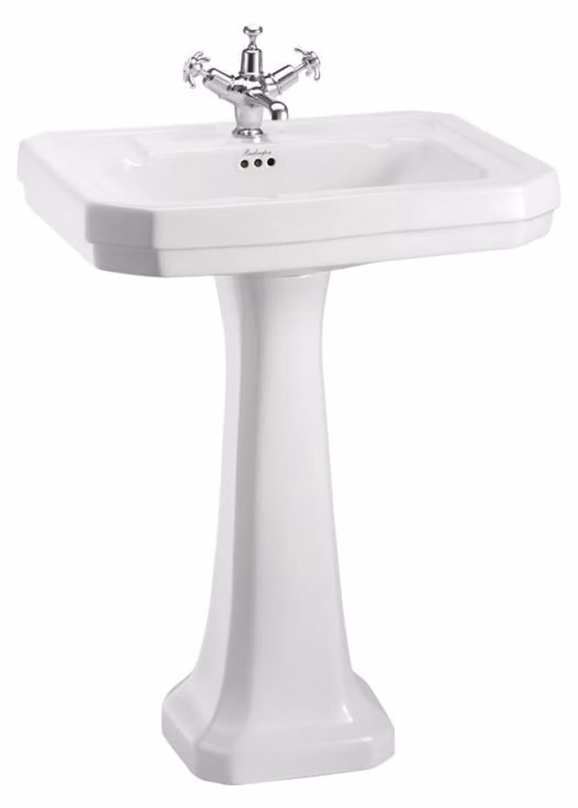 Lavabo in porcellana in stile Art Nouveau "Casa Padrino", con piedistallo, colore bianco, dimensioni 61 x 51 x altezza 90 cm