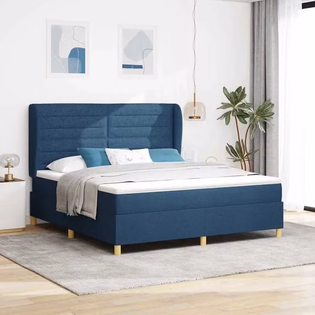 Letto ibrido con materasso blu vidaXL in tessuto e legno L/P/H: 200 x 180 x 280 cm