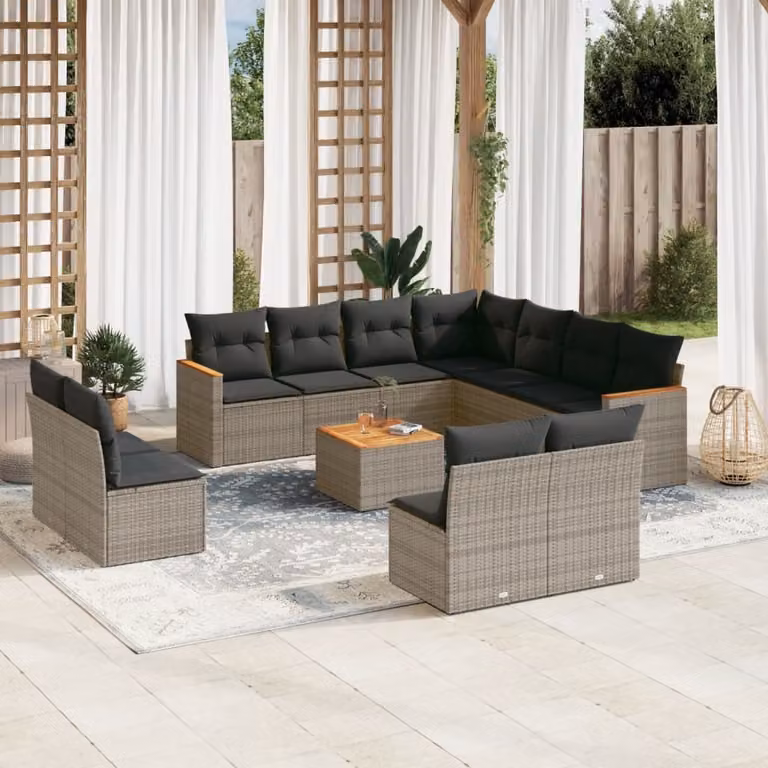 Maison Exclusive - Set Divani da Giardino 12 pz con Cuscini Grigio in Polyrattan