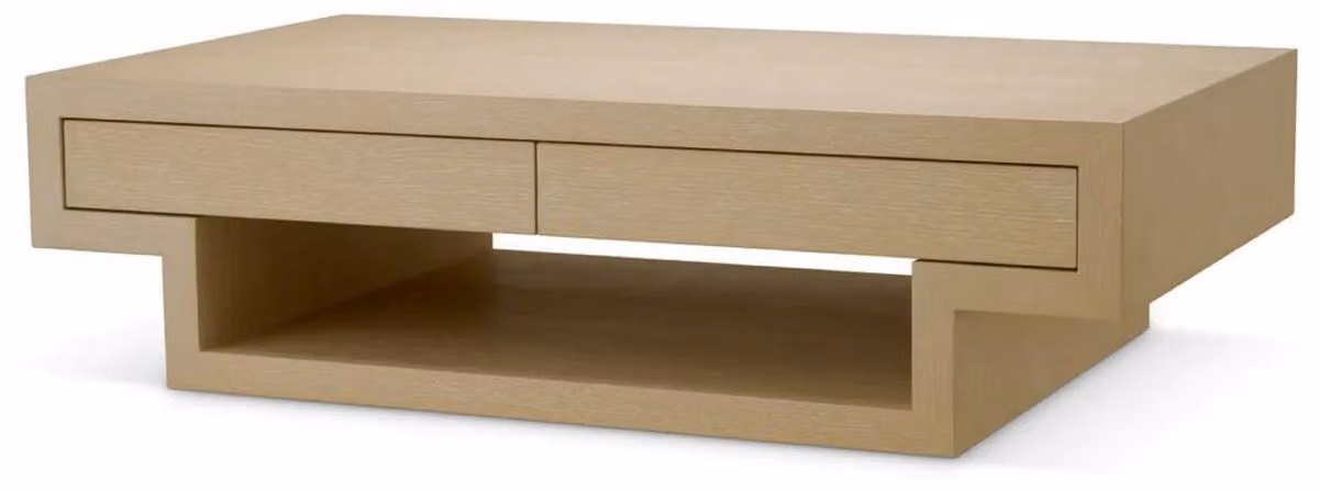 Casa Padrino tavolino con 4 cassetti beige 140 cm