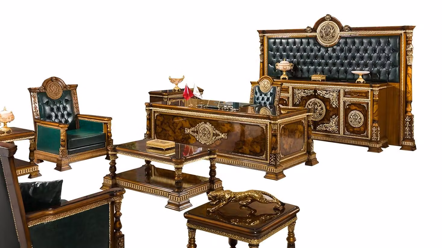 Büroeinrichtung Komplett Schreibtisch Sofas Stauraum Arbeitszimmer Braun 8tlg
