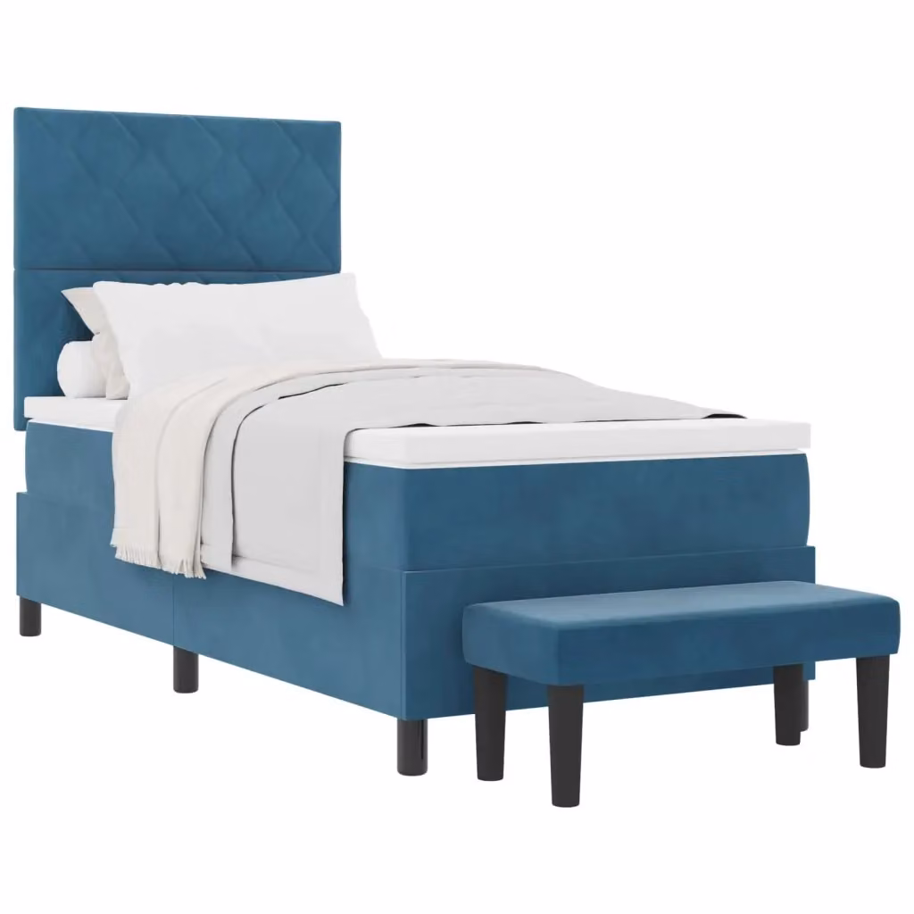 Letto con testiera in velluto blu vidaXL L: 200 cm, P: 100 cm, H: 128 cm – 2