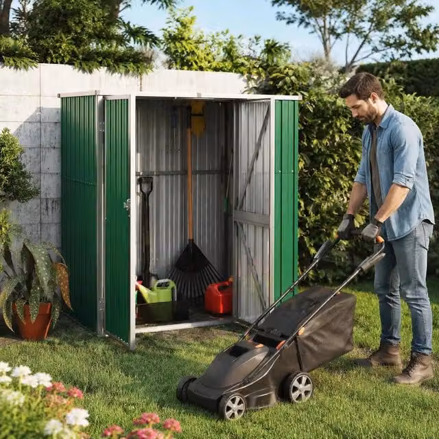 Garden Shed, Green, 161x89x161 Cm, Galvanized Steel