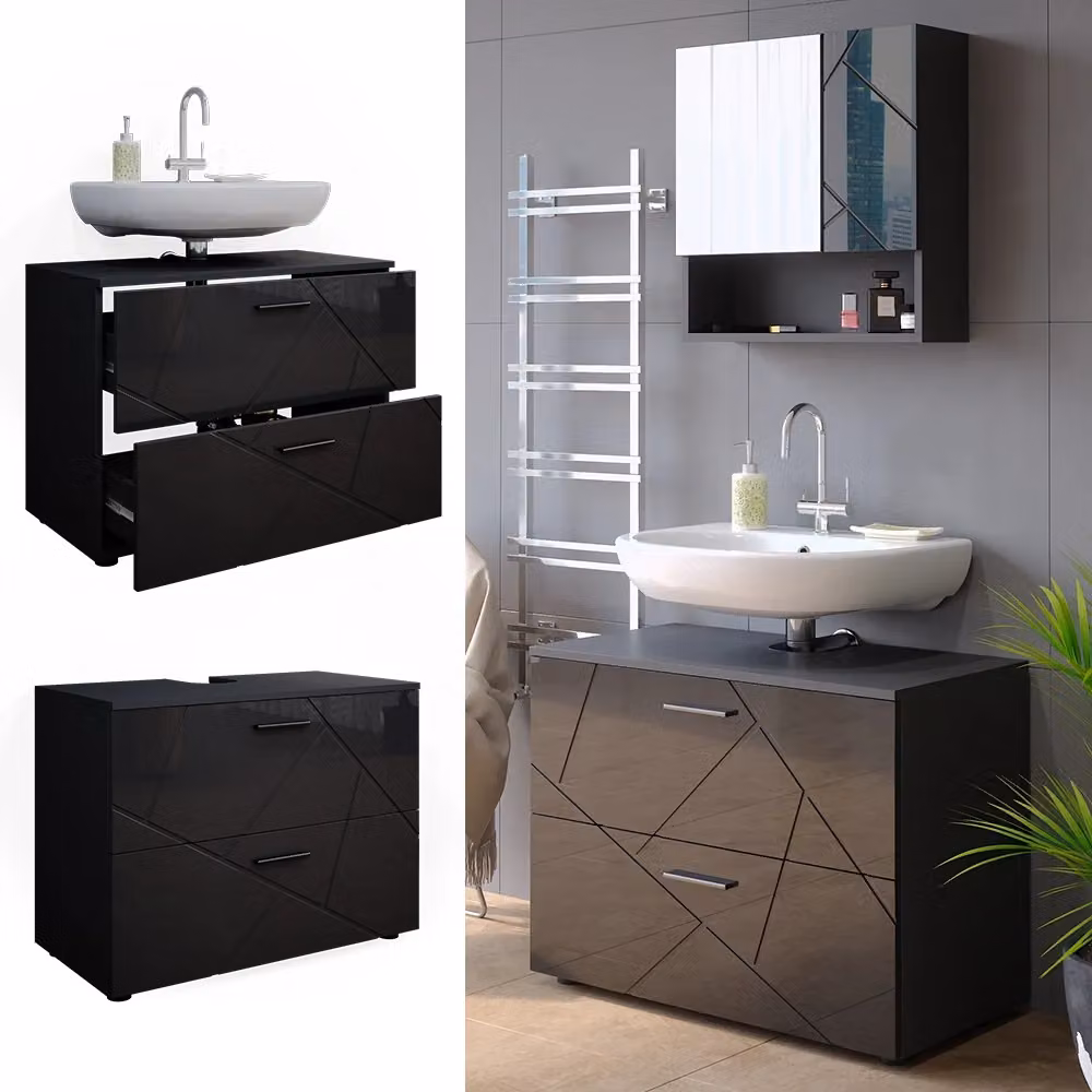 Mobile sottolavabo per bagno Irma Vicco Antracite lucido L: 80 cm, P: 58.6 cm – 2
