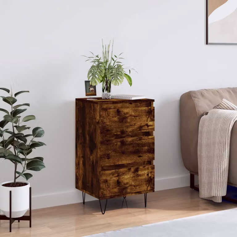 Credenza moderna vidaXL in legno multistrato color rovere fumo, L: 40 cm, P: 35 cm, H: 70 cm