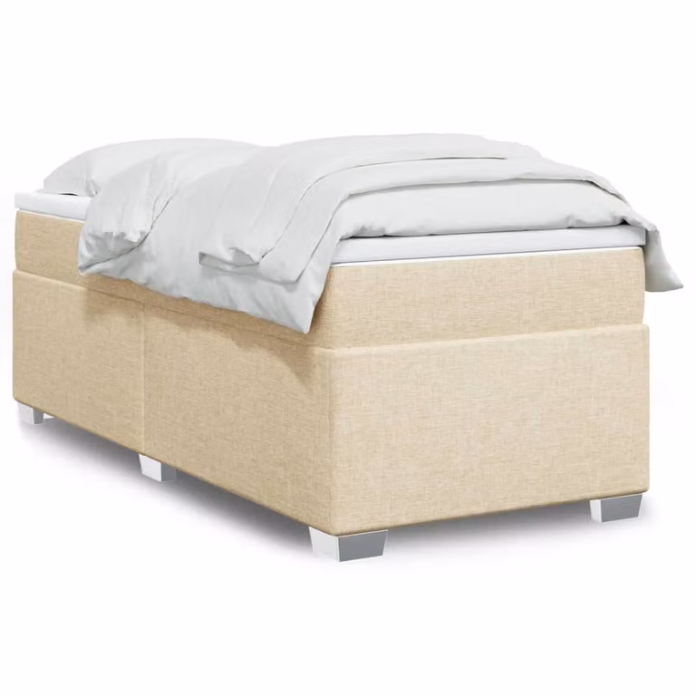 vidaXL Giroletto a Molle Ibrido con Materasso in Tessuto Beige e Bianco L/P: 100 x 200 cm