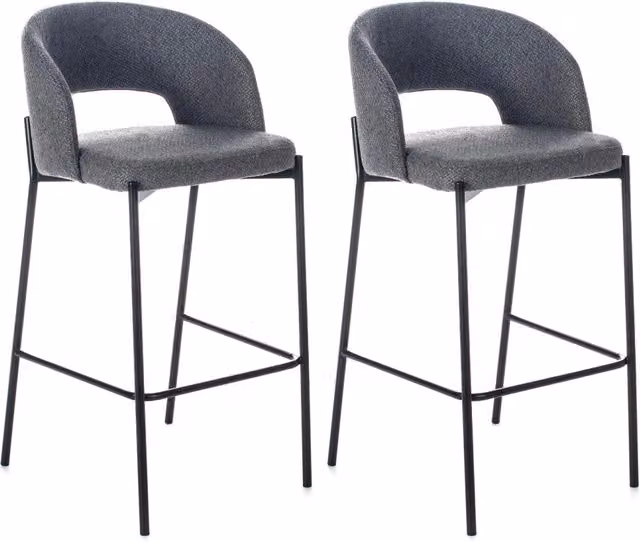 Set 2 Sgabelli 52x50x89 cm in Tessuto Greta Grigio