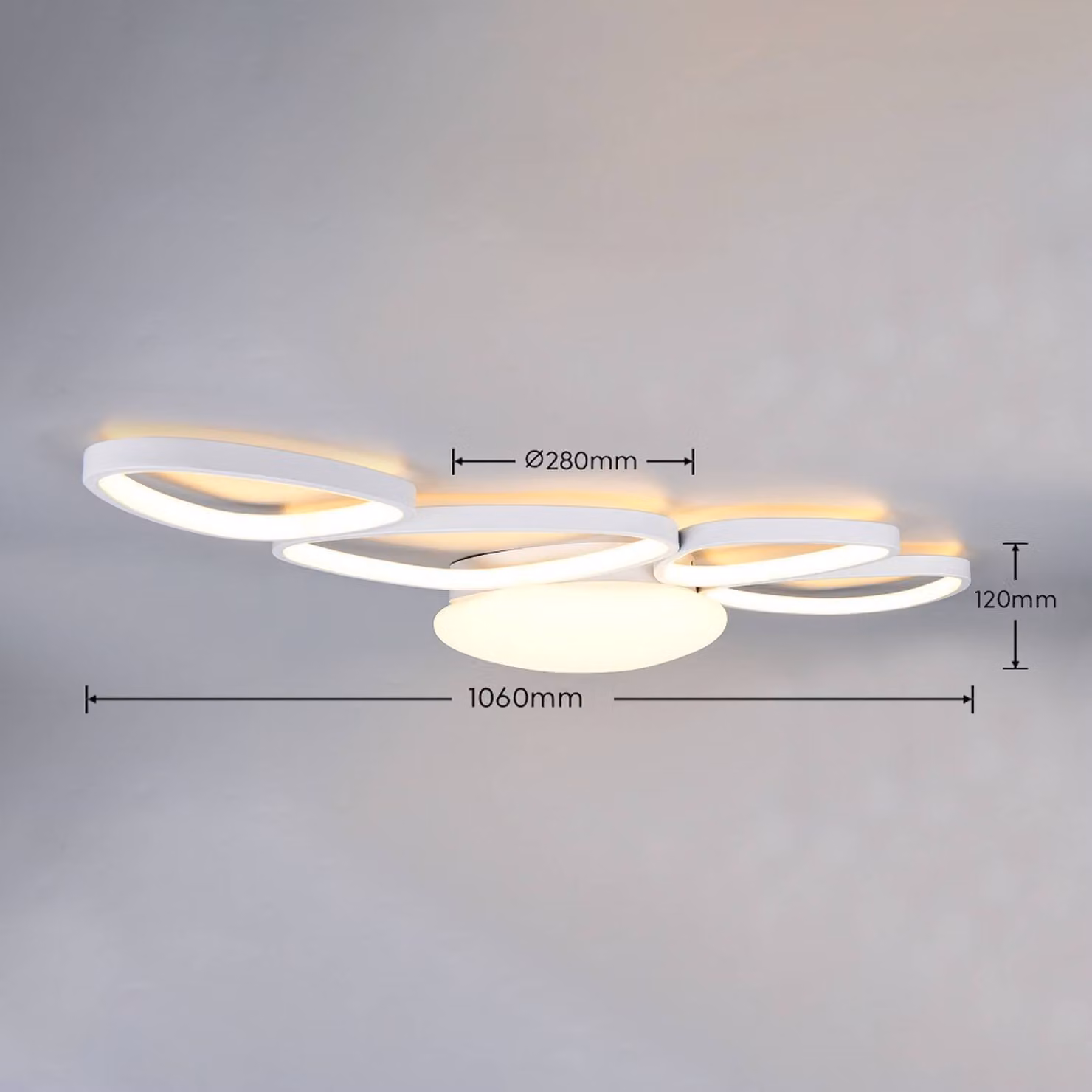 Trio Lighting Plafoniera soffitto Amelio, dimmerabile, Bianco / Opale, Soggiorno / Sala da pranzo, Plastica, Moderno, Plafoniera